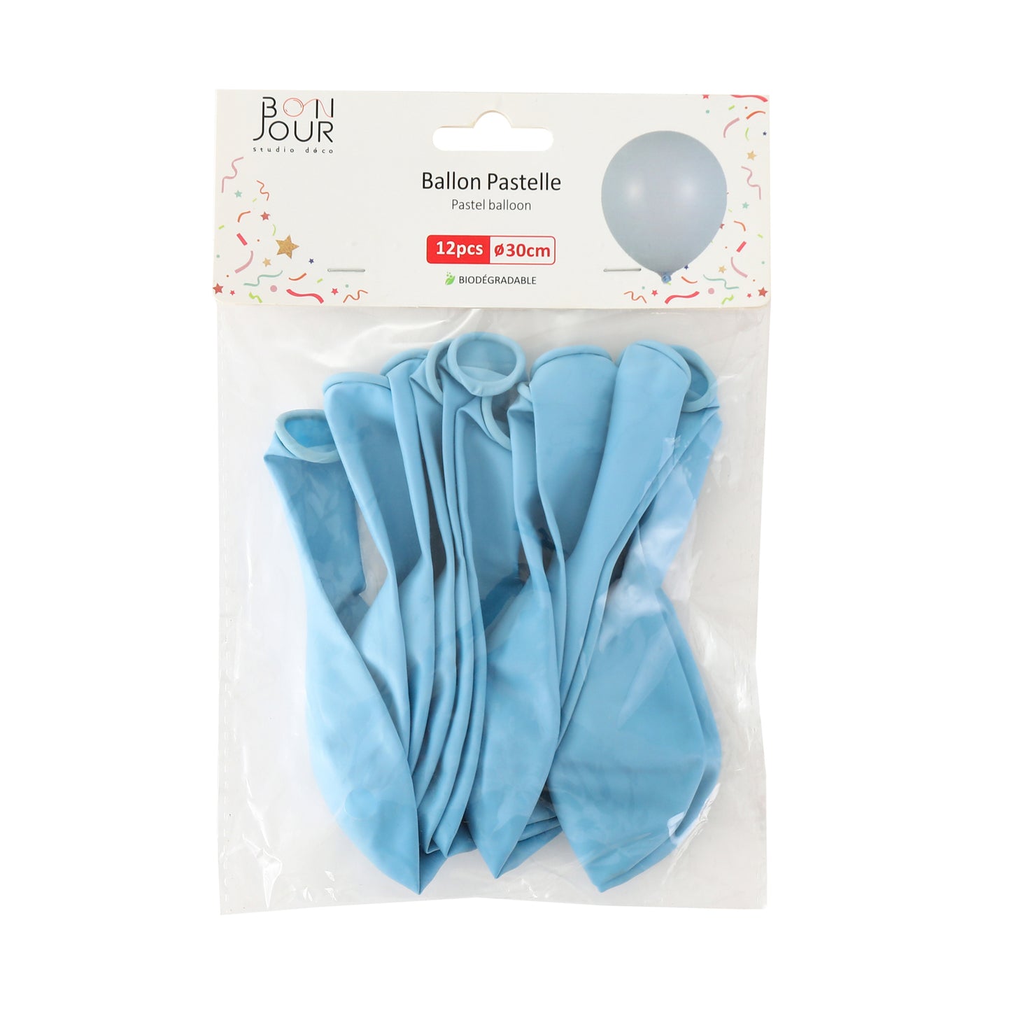 B5545 Ballon Pastelle Bleu 12Pcs 30cm