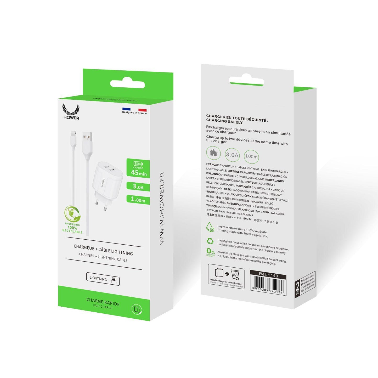 CHARGEUR + CÂBLE LIGHTNING