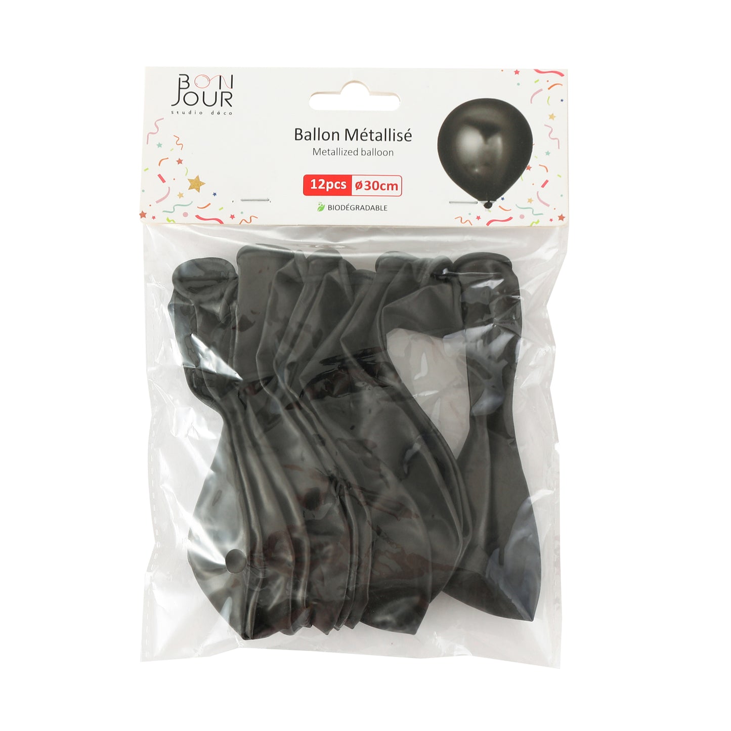 B5500 Ballon Métallisé Noir 30cm