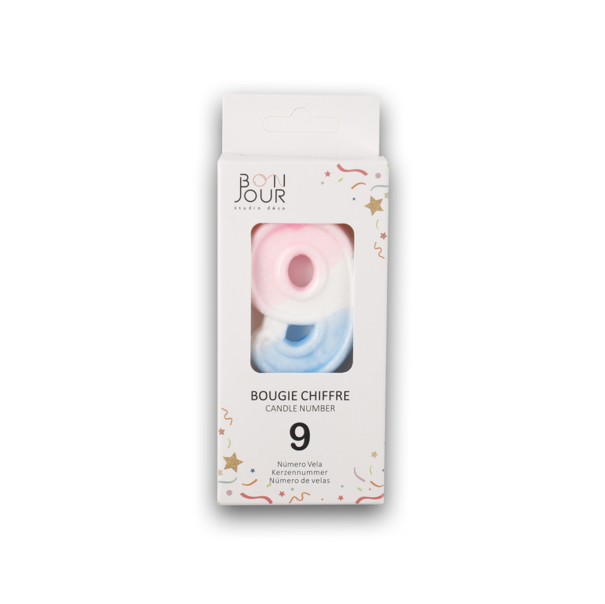 Bougie Chiffre 9 Multicolore - Bonjour Studio Deco