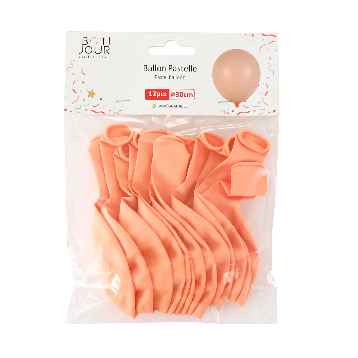 B5541 Ballon Pastelle Pêche 12Pcs 30cm