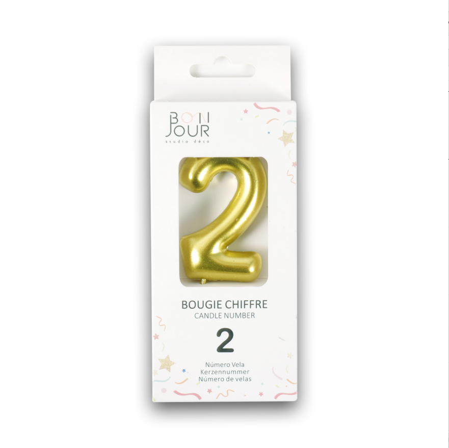 Bougie Chiffre 2 Or - Bonjour Studio Deco