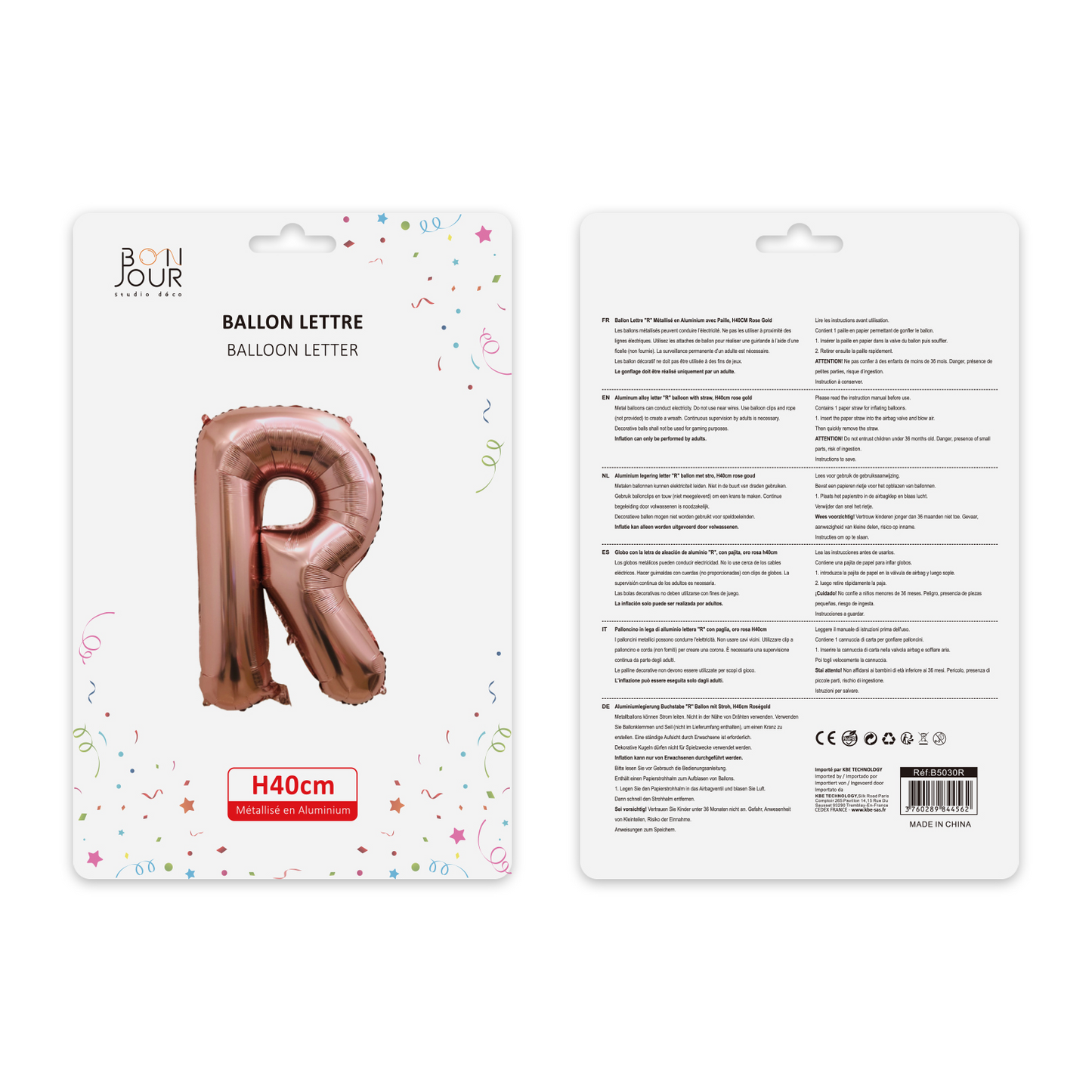 Ballon Lettre R Argent Hauteur 40cm - Bonjour Studio Déco