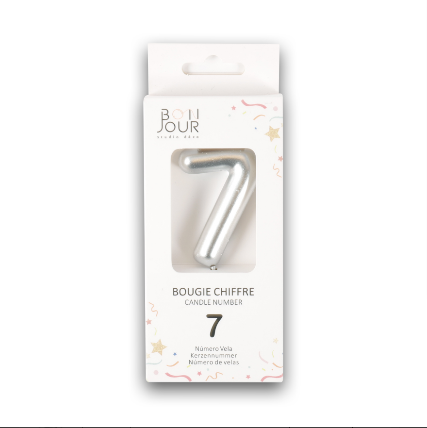 Bougie Chiffre 7 Argent - Bonjour Studio Deco