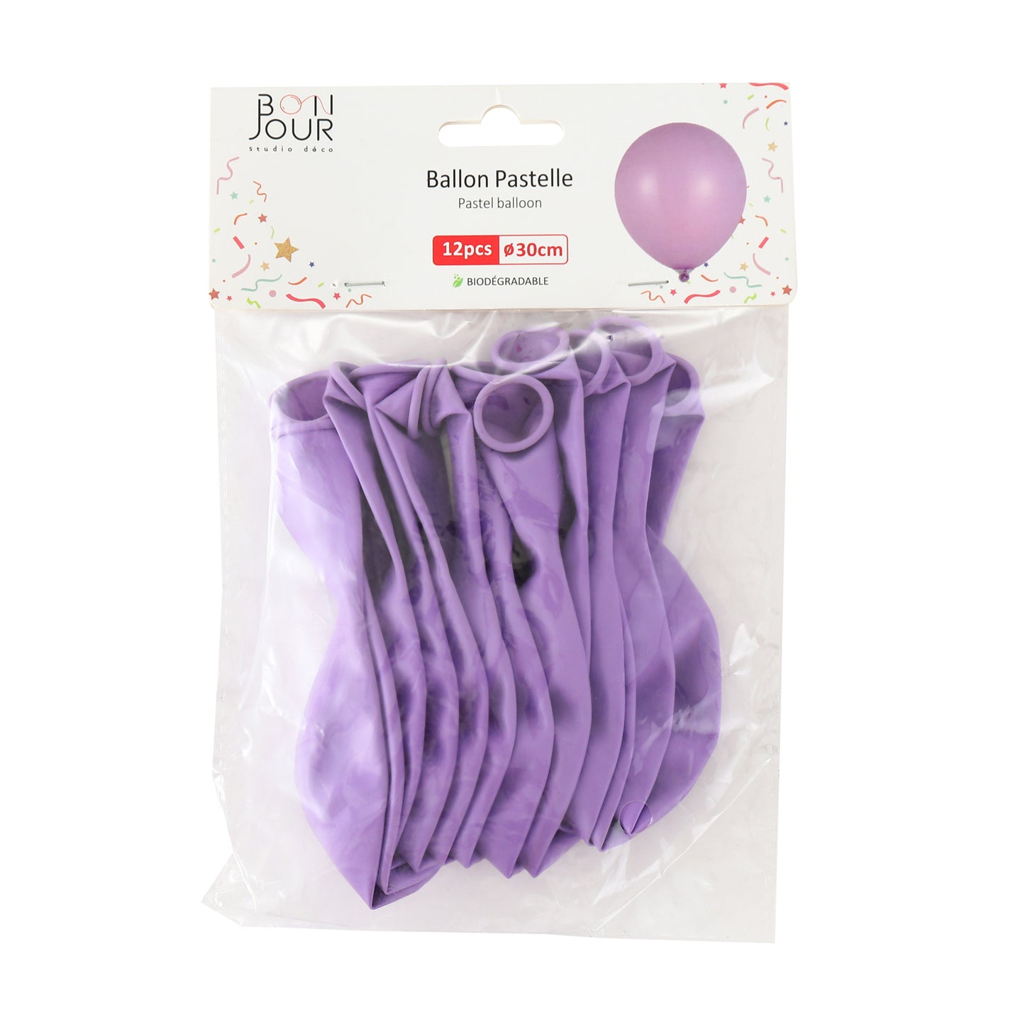 B5544 Ballon Pastelle Violet 12Pcs 30cm