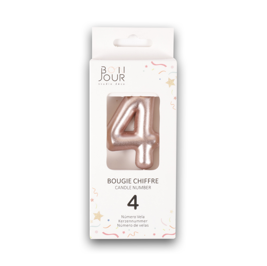 Bougie Chiffre 4 Rose Gold - Bonjour Studio Deco