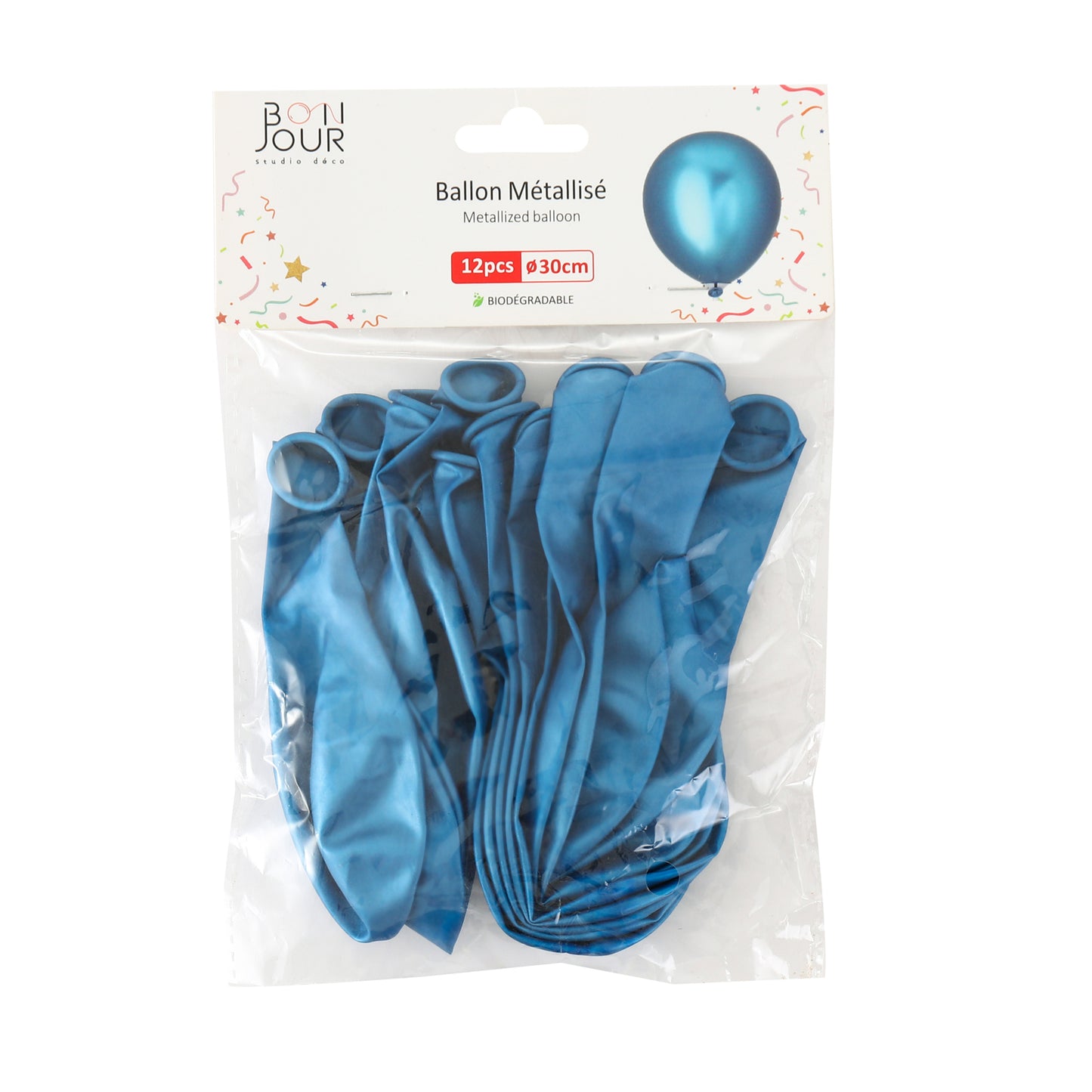 B5506 Ballon Métallisé Bleu 12Pcs
