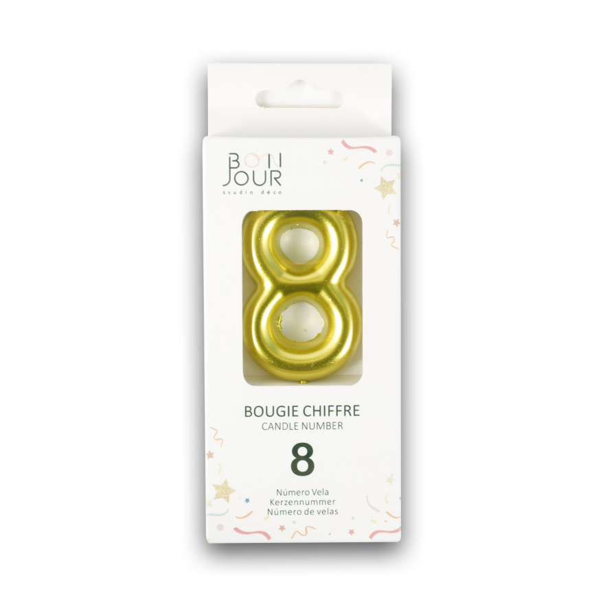 Bougie Chiffre 8 Or - Bonjour Studio Deco
