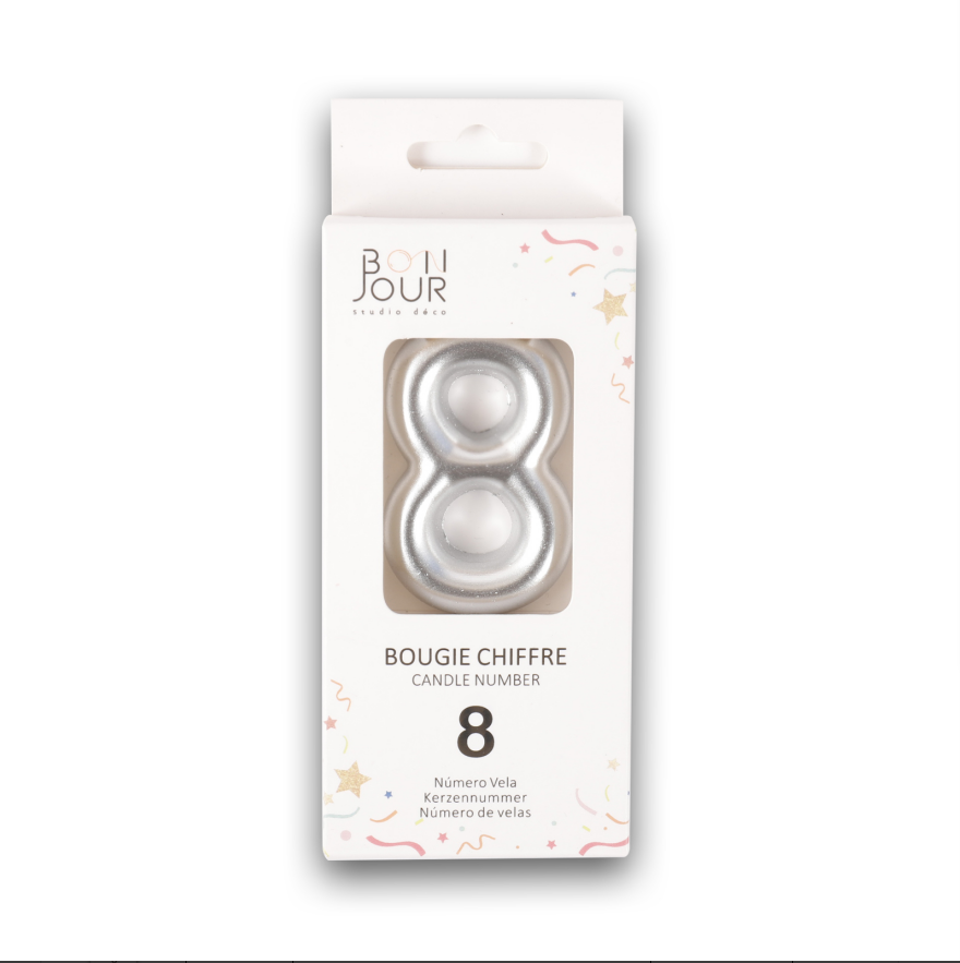 Bougie Chiffre 8 Argent - Bonjour Studio Deco