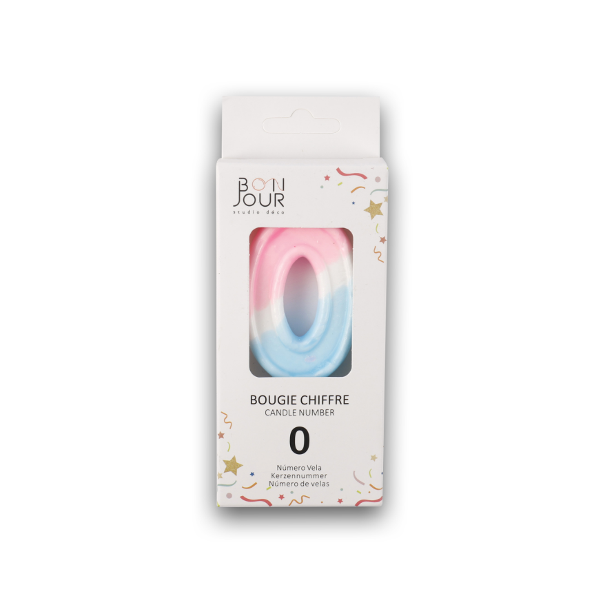 Bougie Chiffre 0 Multicolore - Bonjour Studio Deco
