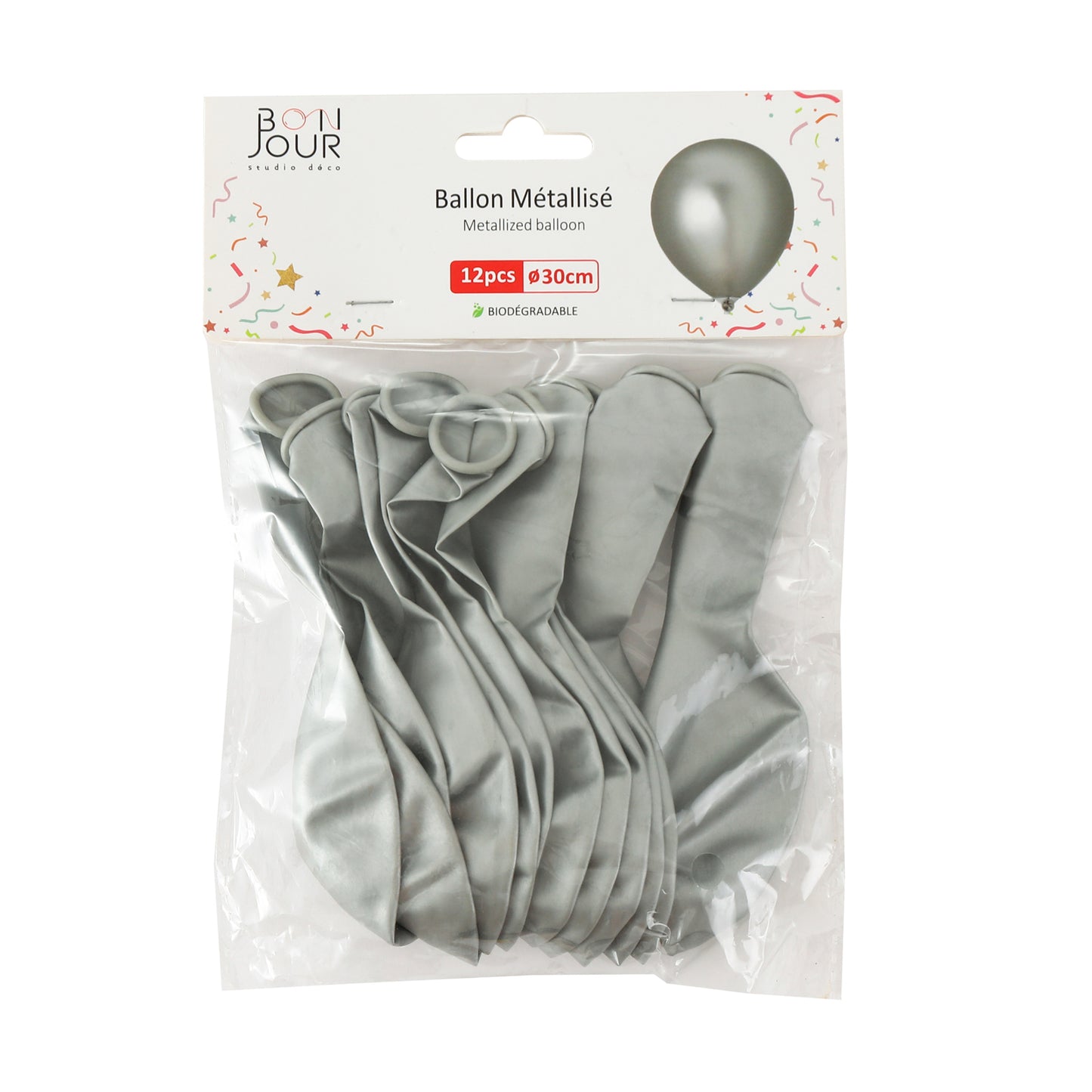 B5501 Ballon Métallisé Argent 30cm