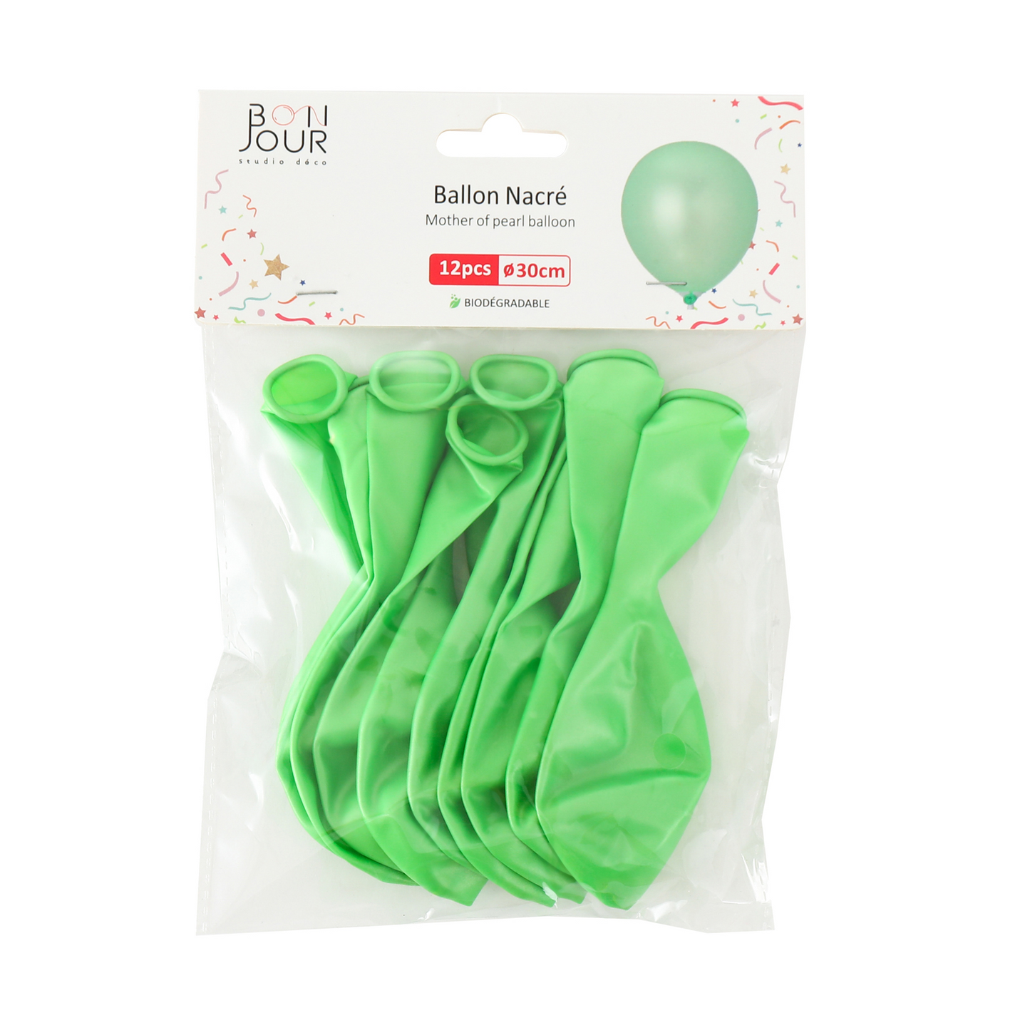 B5550 Ballon Nacré Vert 12Pcs 30cm