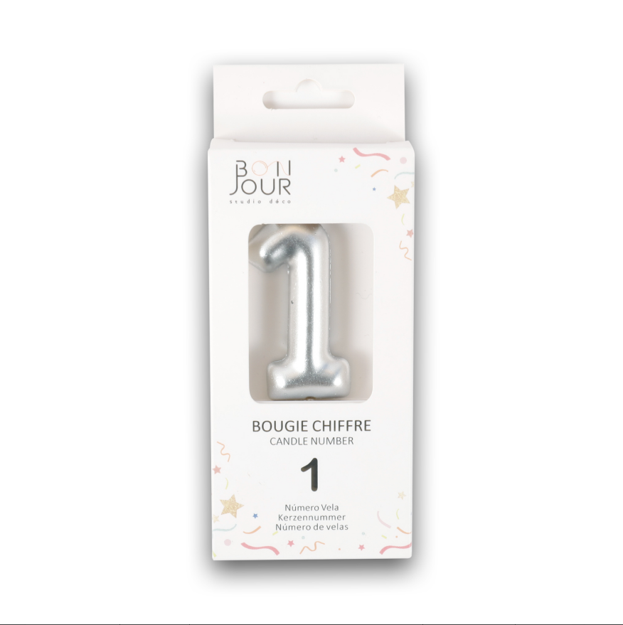 Bougie Chiffre 1 Argent - Bonjour Studio Deco