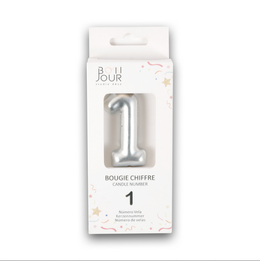 Bougie Chiffre 1 Argent - Bonjour Studio Deco