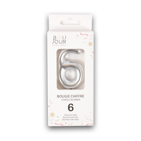 Bougie Chiffre 6 Argent - Bonjour Studio Deco