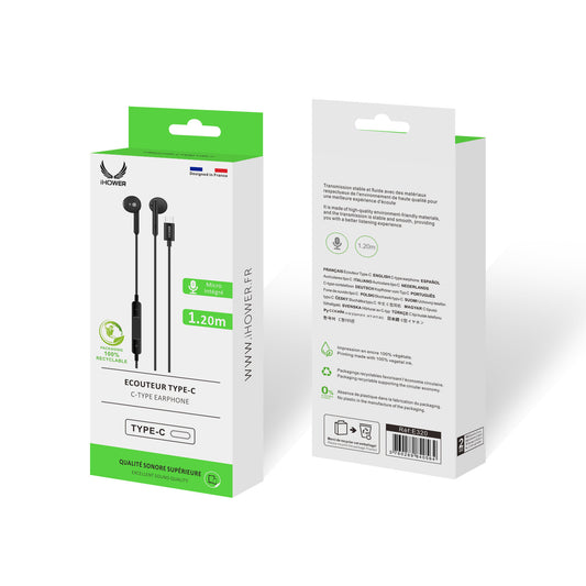 E320 Écouteurs USB-C Noir - iHower