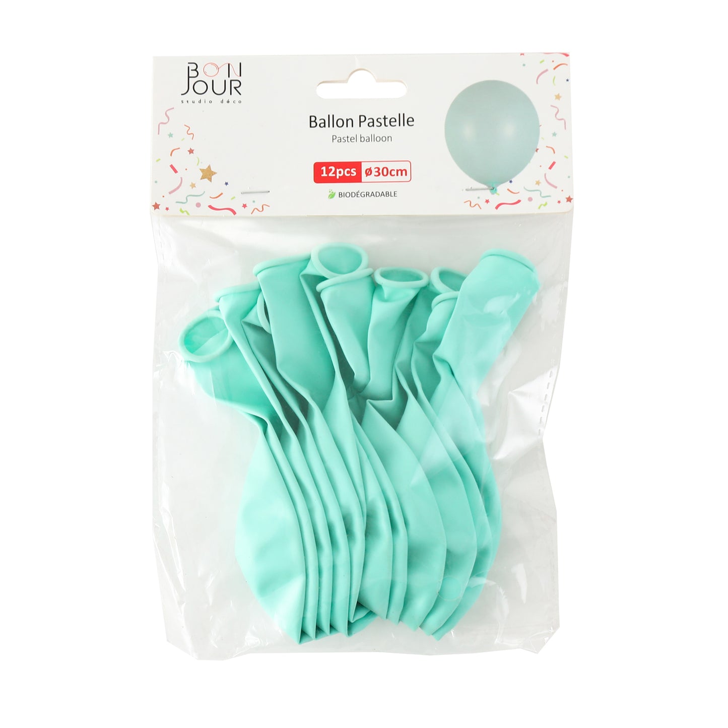 B5546 Ballon Pastelle Vert D’Eau 12Pcs 30cm