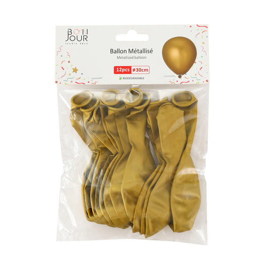 B5503 Ballon Métallisé Doré 12Pcs 30cm