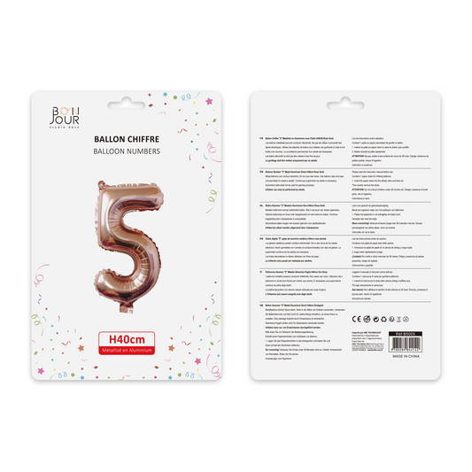 Ballon Chiffre 5 Rose Gold Hauteur 40cm - Bonjour Studio Déco