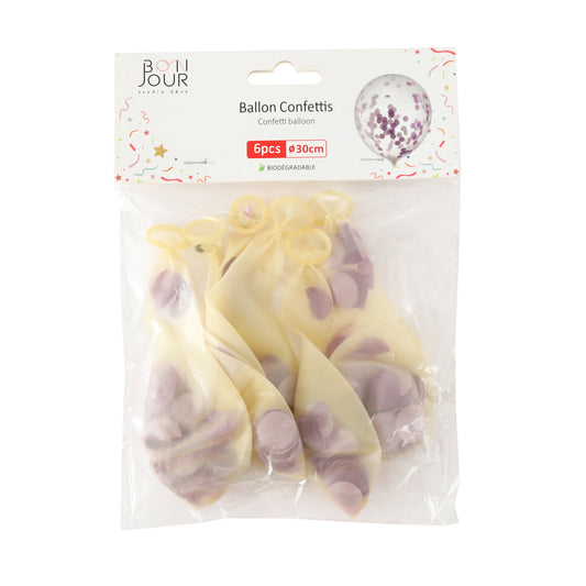 B5533 Ballon Confettis Violet 6Pcs 30cm