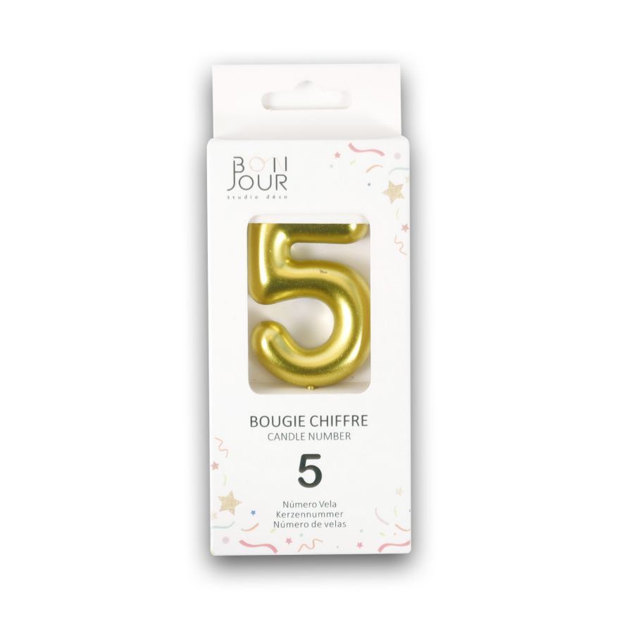 Bougie Chiffre 5 Or - Bonjour Studio Deco