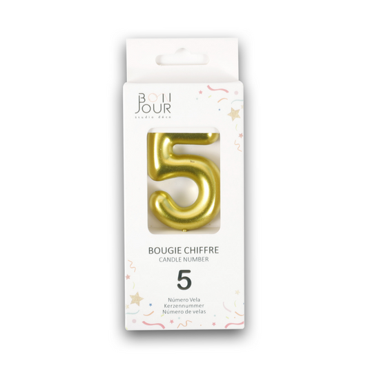 Bougie Chiffre 5 Or - Bonjour Studio Deco