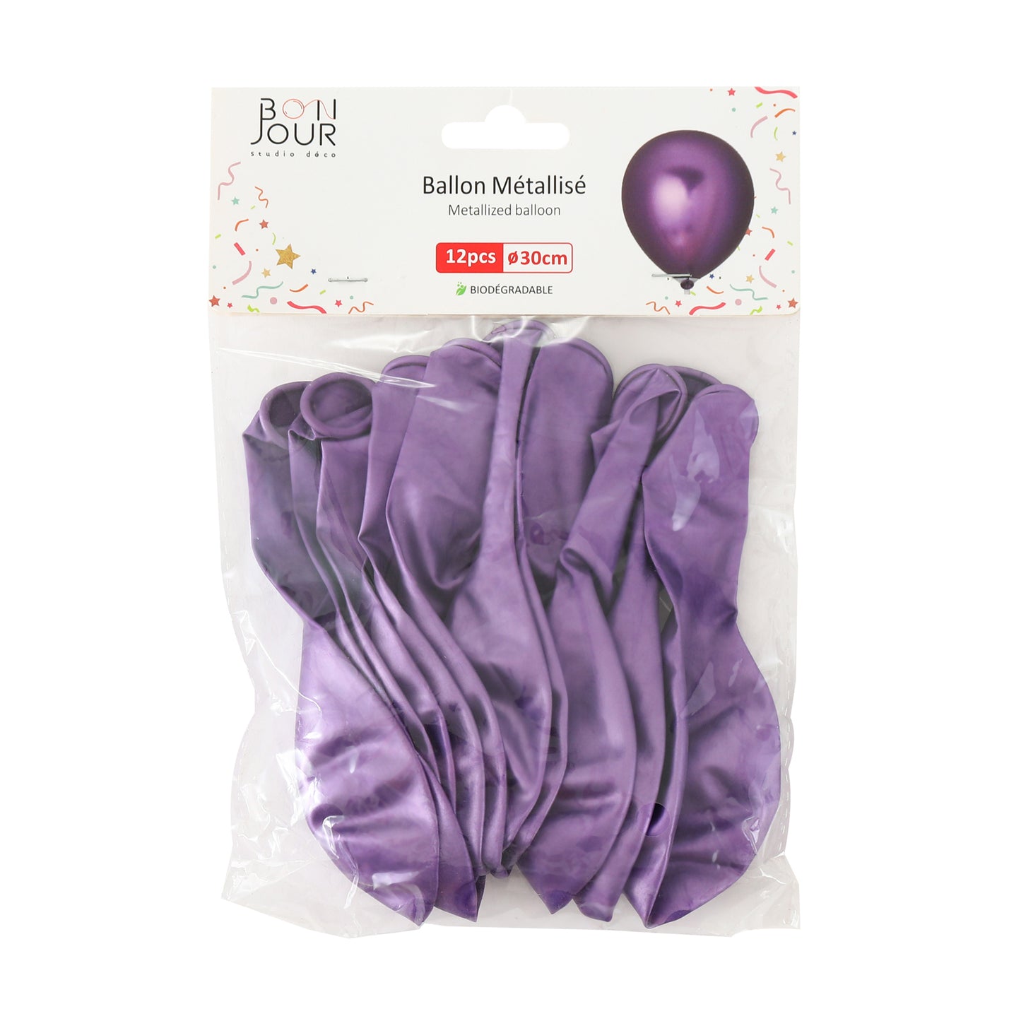 B5507 Ballon Métallisé Violet 12Pcs