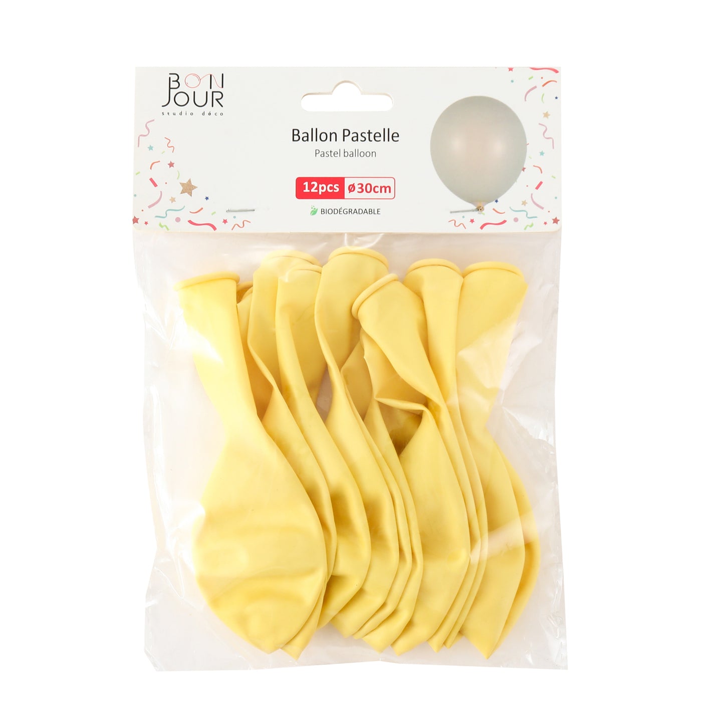 B5548 Ballon Pastelle Jaune 12Pcs 30cm