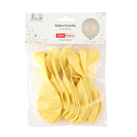 B5548 Ballon Pastelle Jaune 12Pcs 30cm