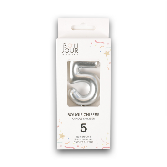 Bougie Chiffre 5 Argent - Bonjour Studio Deco