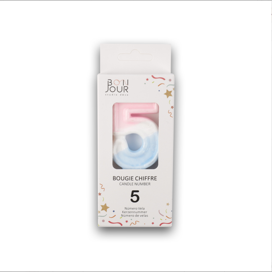 Bougie Chiffre 5 Multicolore - Bonjour Studio Deco