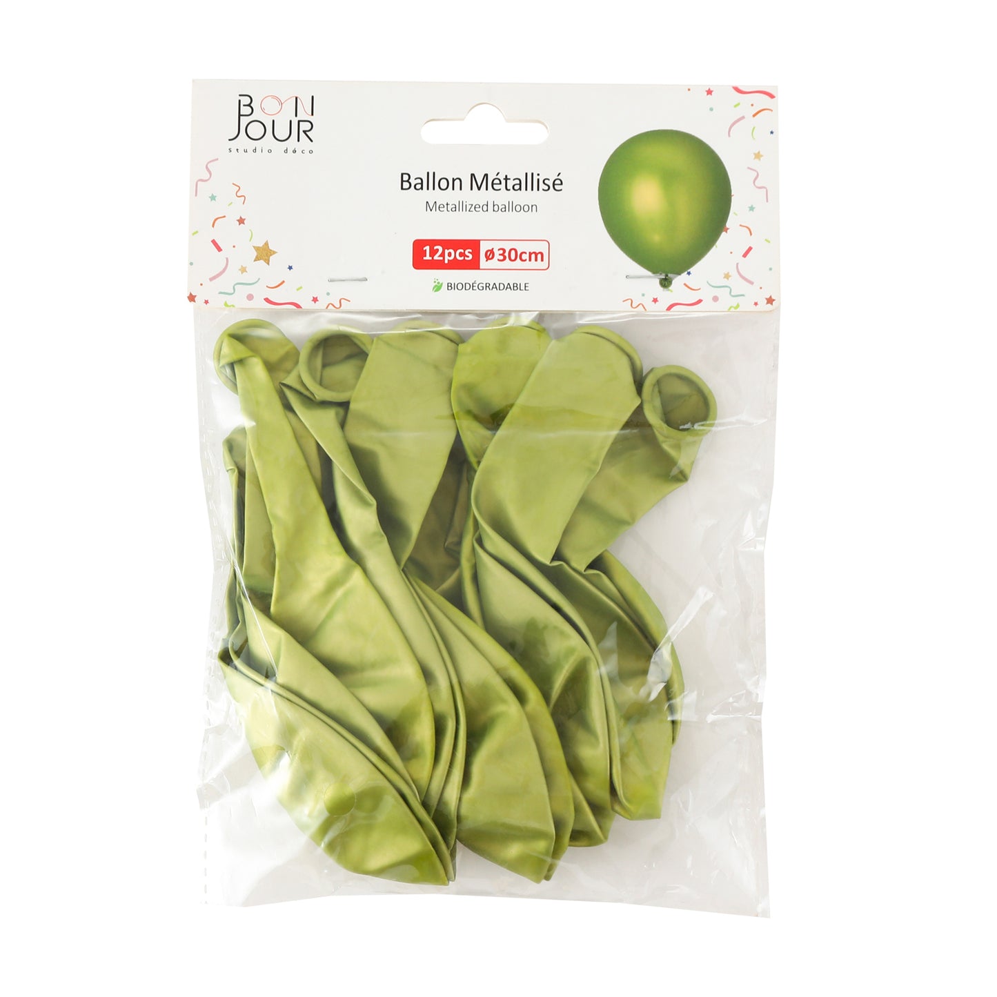 B5504 Ballon Métallisé Vert 12Pcs 30cm