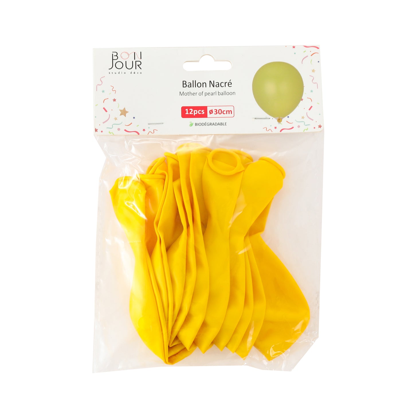 B5559 Ballon Nacré Jaune 12Pcs 30cm