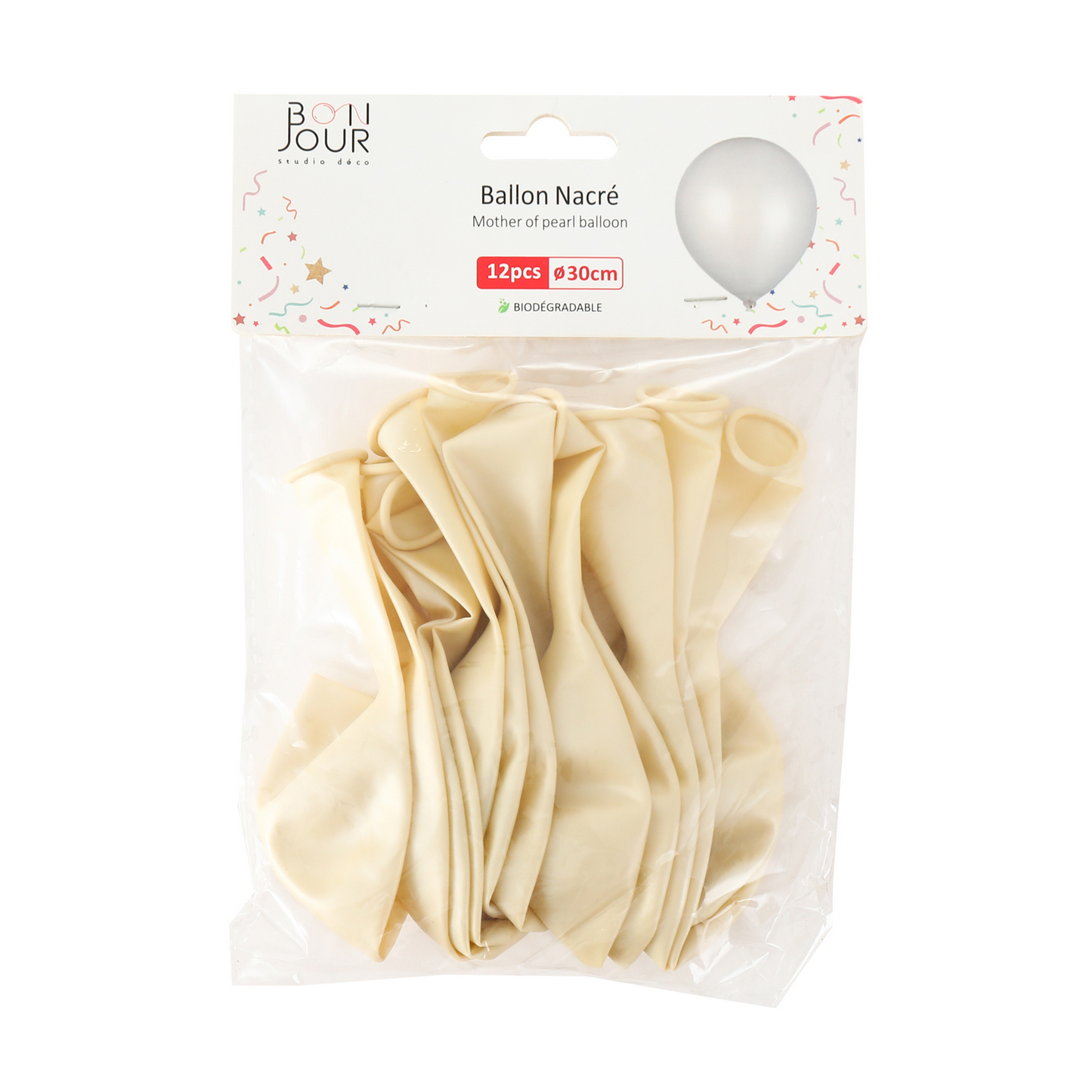 B5562 Ballon Nacré Blanc 12Pcs 30Cm