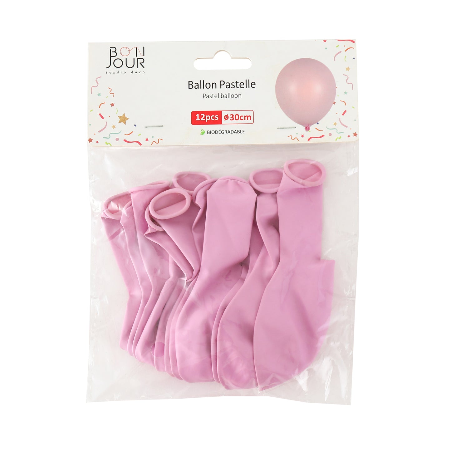 B5543 Ballon Pastelle Rose Bonbon 12Pcs 30cm