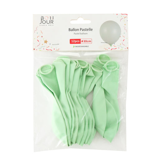 B5547 Ballon Pastelle Vert Pale 12Pcs 30cm