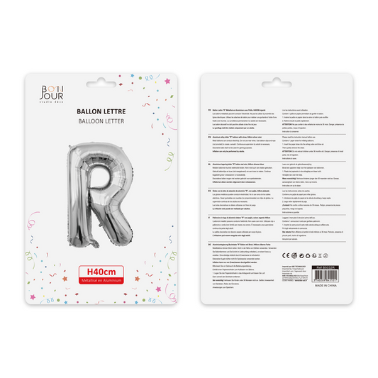 Ballon Lettre R Argent Hauteur 40cm - Bonjour Studio Déco