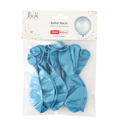 B5553 Ballon Nacré Bleu Clair 12Pcs 30cm