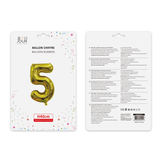 Ballon Chiffre 5 Or Hauteur 40cm - Bonjour Studio Déco