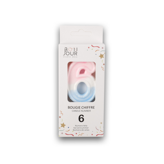 Bougie Chiffre 6 Multicolore - Bonjour Studio Deco