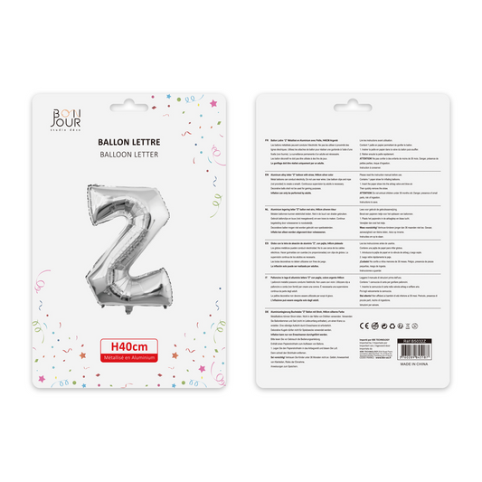 Ballon Lettre Z Argent Hauteur 40cm - Bonjour Studio Déco
