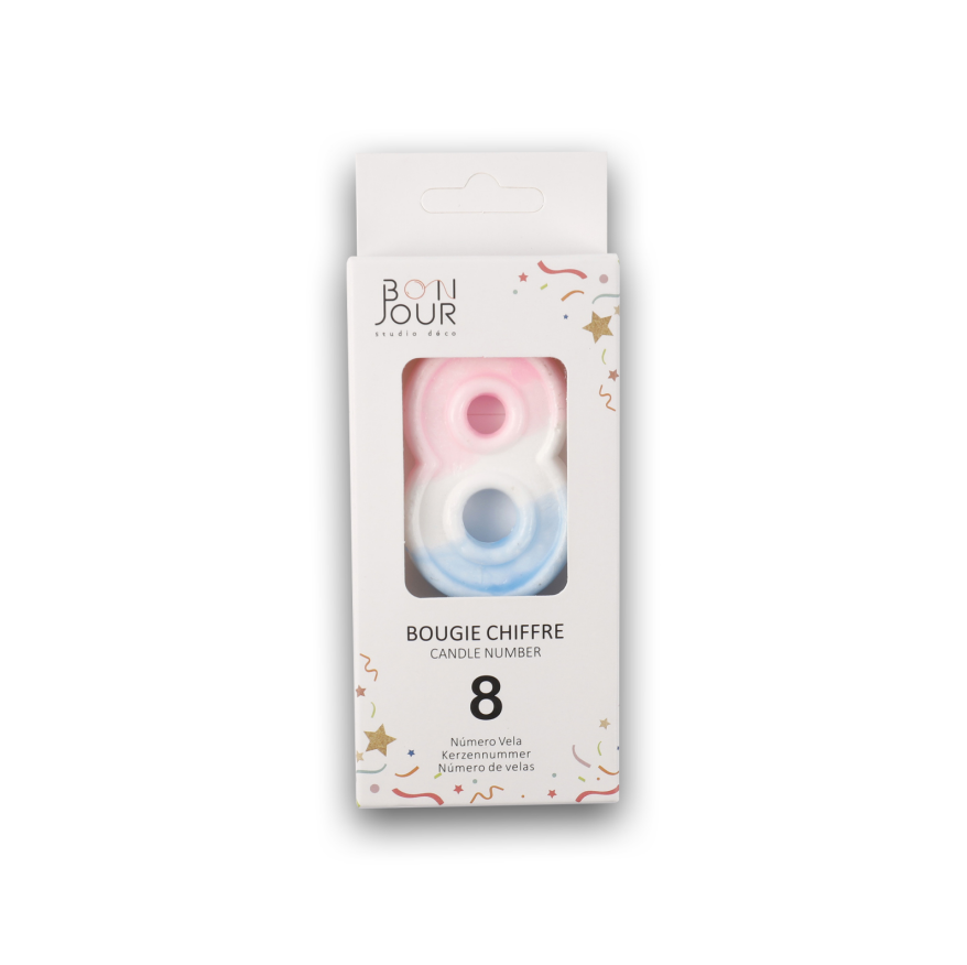 Bougie Chiffre 8 Multicolore - Bonjour Studio Deco