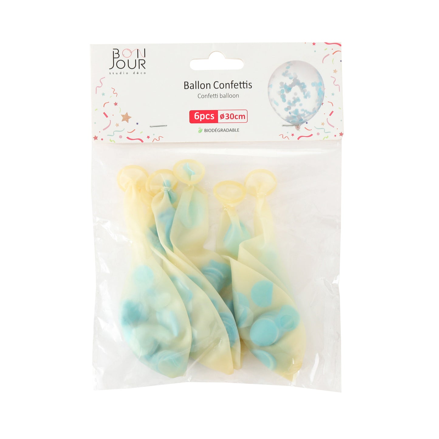B5531 Ballon Confettis Bleu 6Pcs 30cm