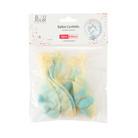 B5531 Ballon Confettis Bleu 6Pcs 30cm