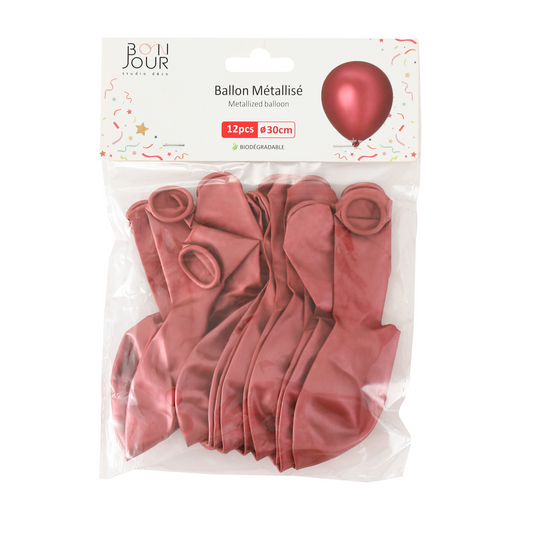 B5510 Ballon Métallisé Rouge 12Pcs 30cm