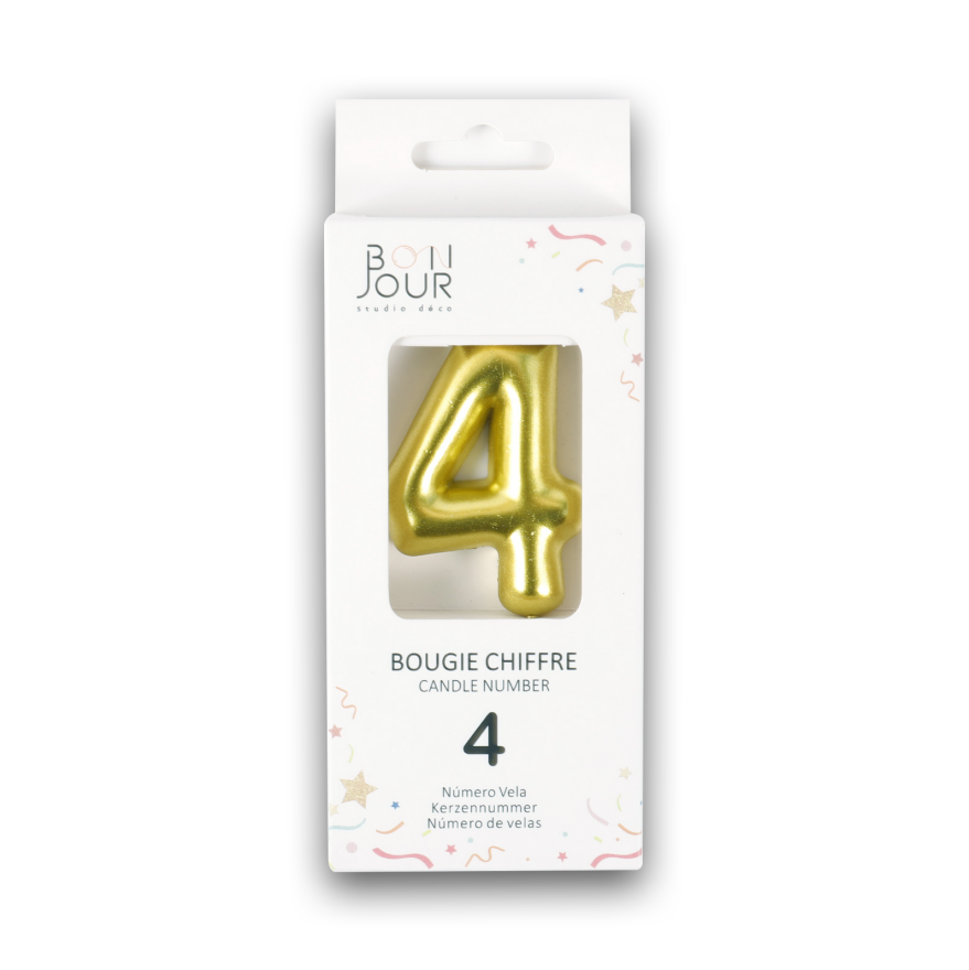 Bougie Chiffre 4 Or - Bonjour Studio Deco