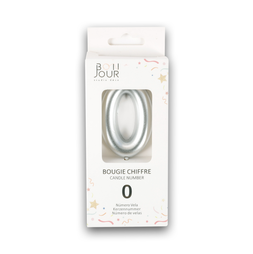 Bougie Chiffre 0 Argent - Bonjour Studio Deco