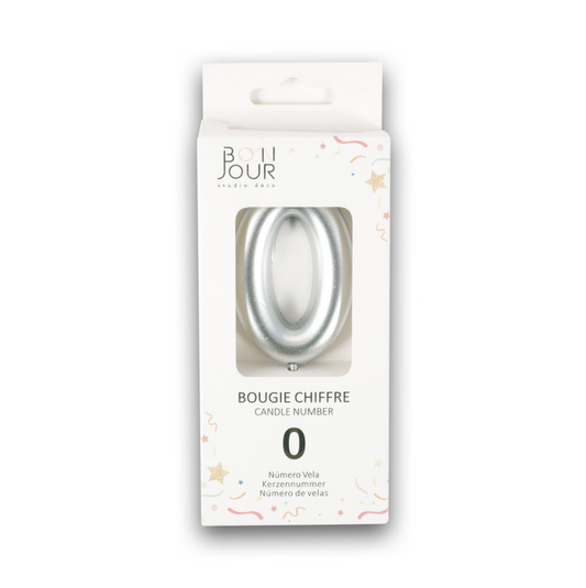 Bougie Chiffre 0 Argent - Bonjour Studio Deco