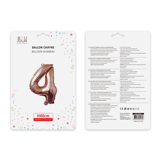 Ballon Chiffre 4 Rose Gold Hauteur 40cm - Bonjour Studio Déco