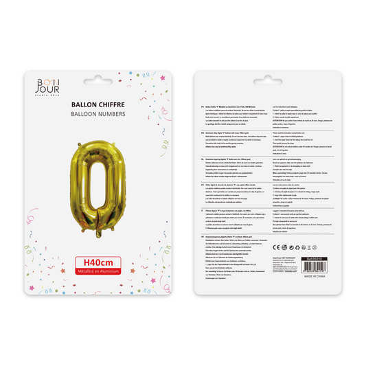 Ballon Chiffre 0 Or Hauteur 40cm - Bonjour Studio Déco